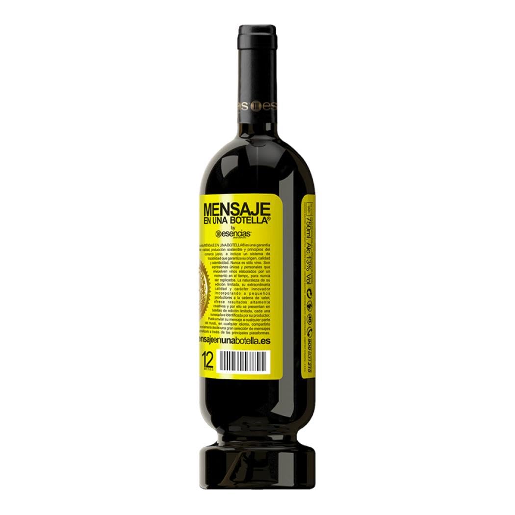 «Du weißt dass du älter wirst wenn jedes Lachen in einem Husten endet» Flaschenpost. Premium Rotwein Reserve 12 Monate MBS Martín Berasategui System + Gift Box. Etikett Gelb ANPASSBAR
