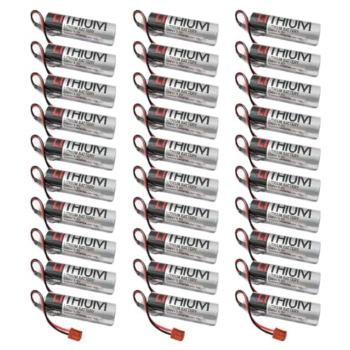 [30 Pack] ER6VCT ER6V/3.6V PLC Battery for Robot OTC, 2000mAh with Small Brown Plug