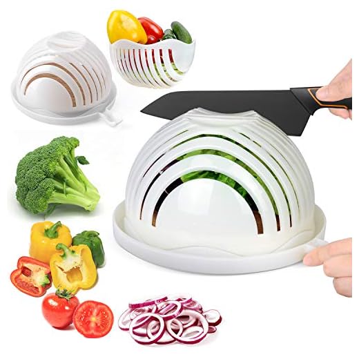 ESEOE Salad Cutter Bowl, Salad Bowl Family Wooden Base Upgraded Vegetable Cutter Bowl for Salad in 60 Seconds, Fast Fruit Vegetable Salad Chopper Bowl