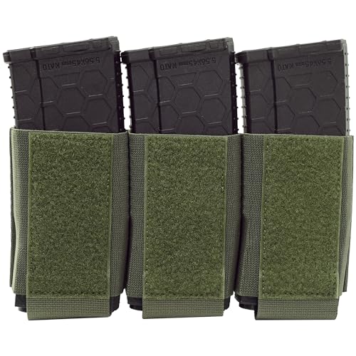 Triple Mag Pouch 5.56 Elastic Insert,SABADO Kangaroo Mag Pouch Insert Hook and Loop, M4 AK AR Magazine Holder Open Top for Tactical Vest & Cummerbund