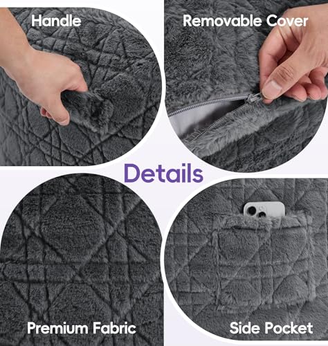 Image of 5FT Bean Bag Chair Oversized Bean Bags for Adults Large Bean Bag Beanbag Chair Washable Cover Quilted Plush Bean Bags Giant Memory Foam Bean Bag Chairs for Adults Pocket Bedrooms Living Room(Darkgrey)