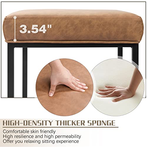 Homall Bar Stools, Counter Height 24" Barstools Set Of 2 For Kitchen Island, Bar Chairs Pu Leather Backless Modern Square Stool With Thick Cushion And Metal Steel Frame (Brown) #TOP3