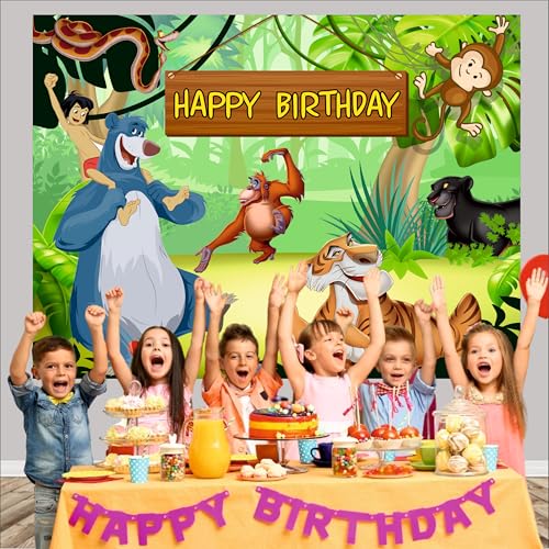 Image of Jungle Birthday Backdrop 5x4 Ft | Backdrops for Decoration | Birthday Decoration Backdrop | Banner for Kids Theme Party