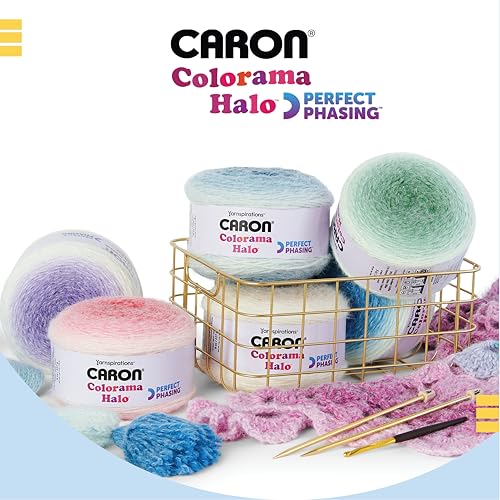 Image of Caron Colorama Halo Cake Caron Beeswax Frost Yarn - 2 Pack of 8oz /226.79g - 71% Acrylic,18% Nylon,11% Polyester - #5 Bulky - 60 Yards for Knitting, Crocheting & Crafts
