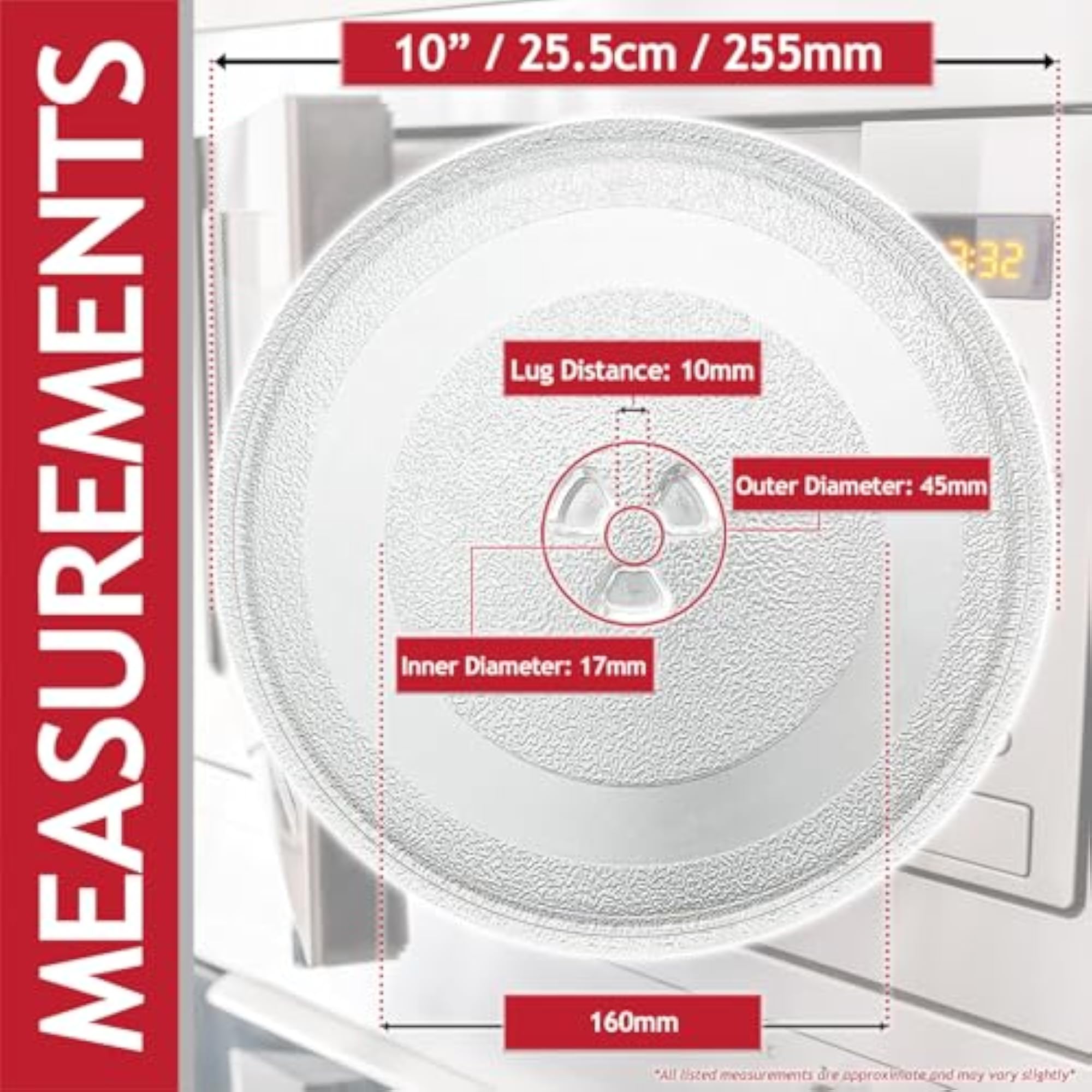 Microwave Turntable Glass Plate, Compatible with Sharp 20 Litre Models