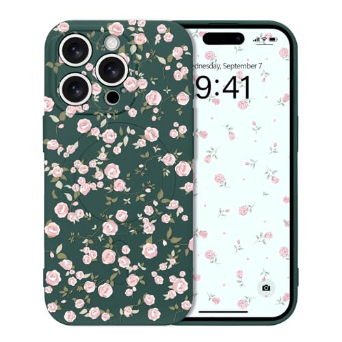 Micoden Magnetisch hoesje voor iPhone 14 Pro, compatibel met Magsafe, schattige vintage rozenbloem, bloemen, esthetische siliconen hoes, dun, zacht TPU schokbestendig beschermend telefoonhoesje voor