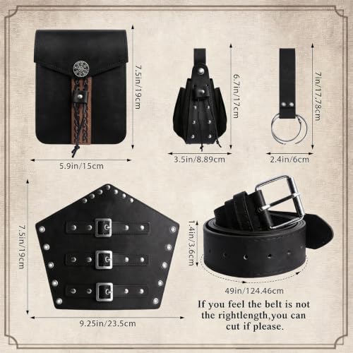 Image of Renaissance Pirate Belt Pouch with Coin Purse Skirt Hike Bracers