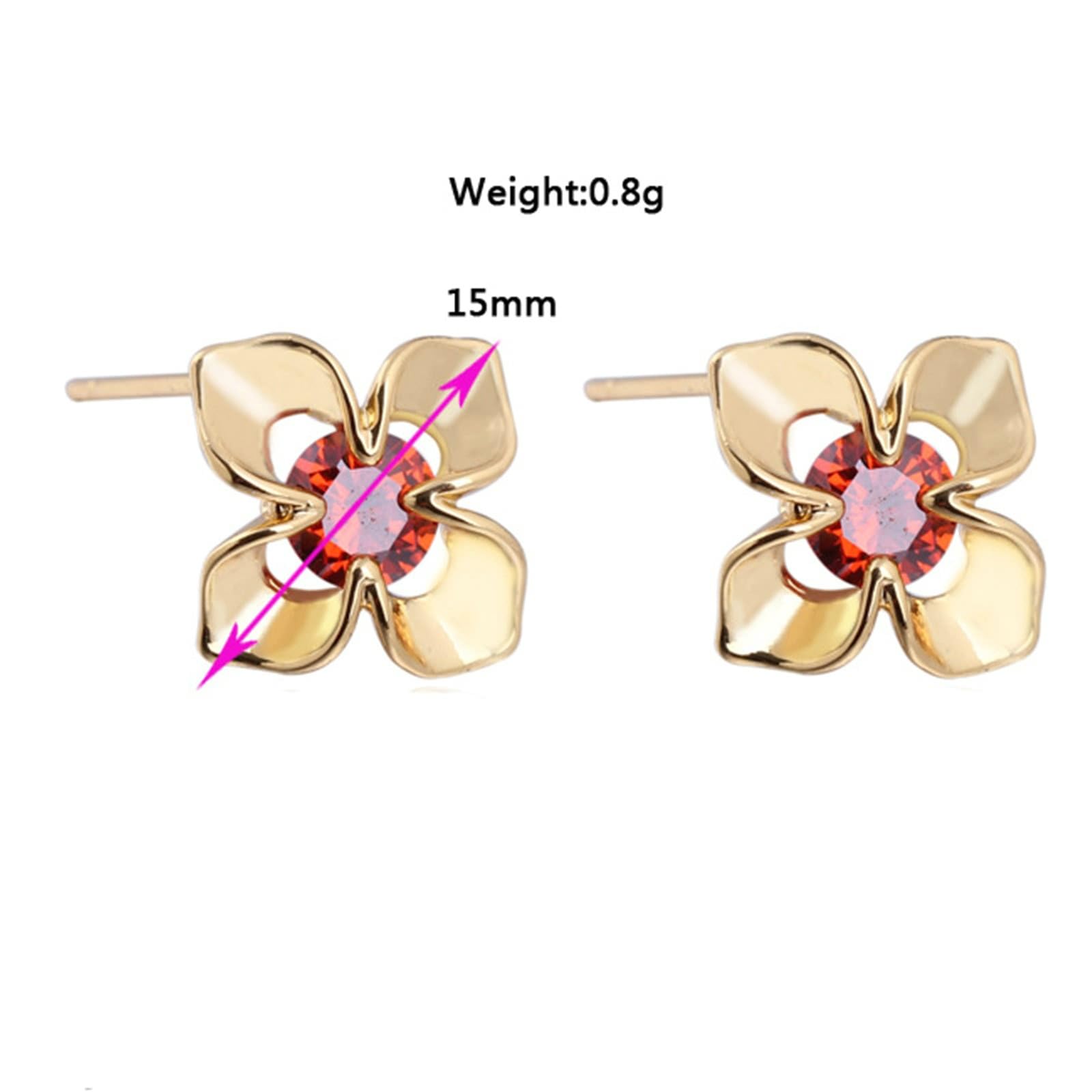 WBDWWTD Pendientes de Oro Amarillo de 18 Quilates para Mujer, Flor Hueca con Amatista Redonda, Pendientes de ílago de hélice para Mujer, Oro