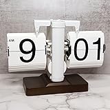 Topiky Flip Desk Clock, Retro Vintage Mechanical Flip Desk Table Clock