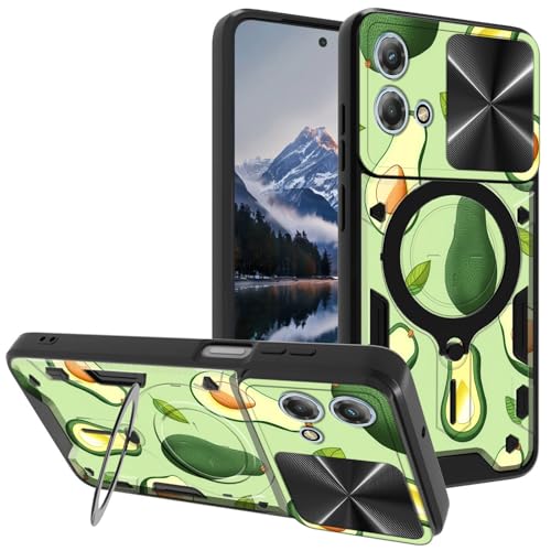 for Motorola Moto G-Stylus-5G-2023 Case, with Slide Camera Cover&Shockproof Bracket, Dual Layer Durable Heavy Duty Protective Cell Phone Case for Moto G Stylus 5G 2023,Green Avocado