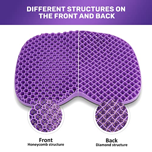 Vedozo Gel Seat Cushion For Office Chairs, Car Seat Cushion For Long Sitting, Wheelchair Pads For Tailbone Pressure Relief Butt & Back Pain, Purple/Black, (Zd020) #TOP3