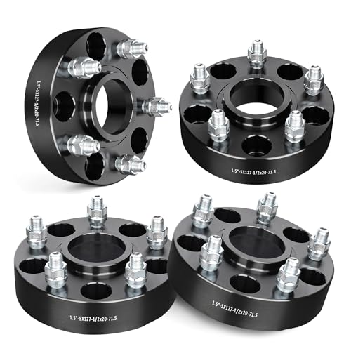 EVIL ENERGY 5x5 Wheel Spacers 1.5 inch Compatible with Jeep 1999-2010 Grand Cherokee 5x127 mm Hubcentric with Lip 5 Lugs 71.5 mm Hub Bore 1/2x20 Studs Black