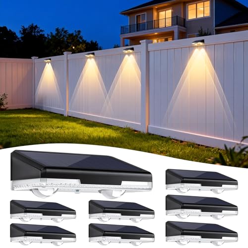 BRIMAX Solar Fence Lights Outdoor 8 Pack 3000/4000/6000K 3 Modes
