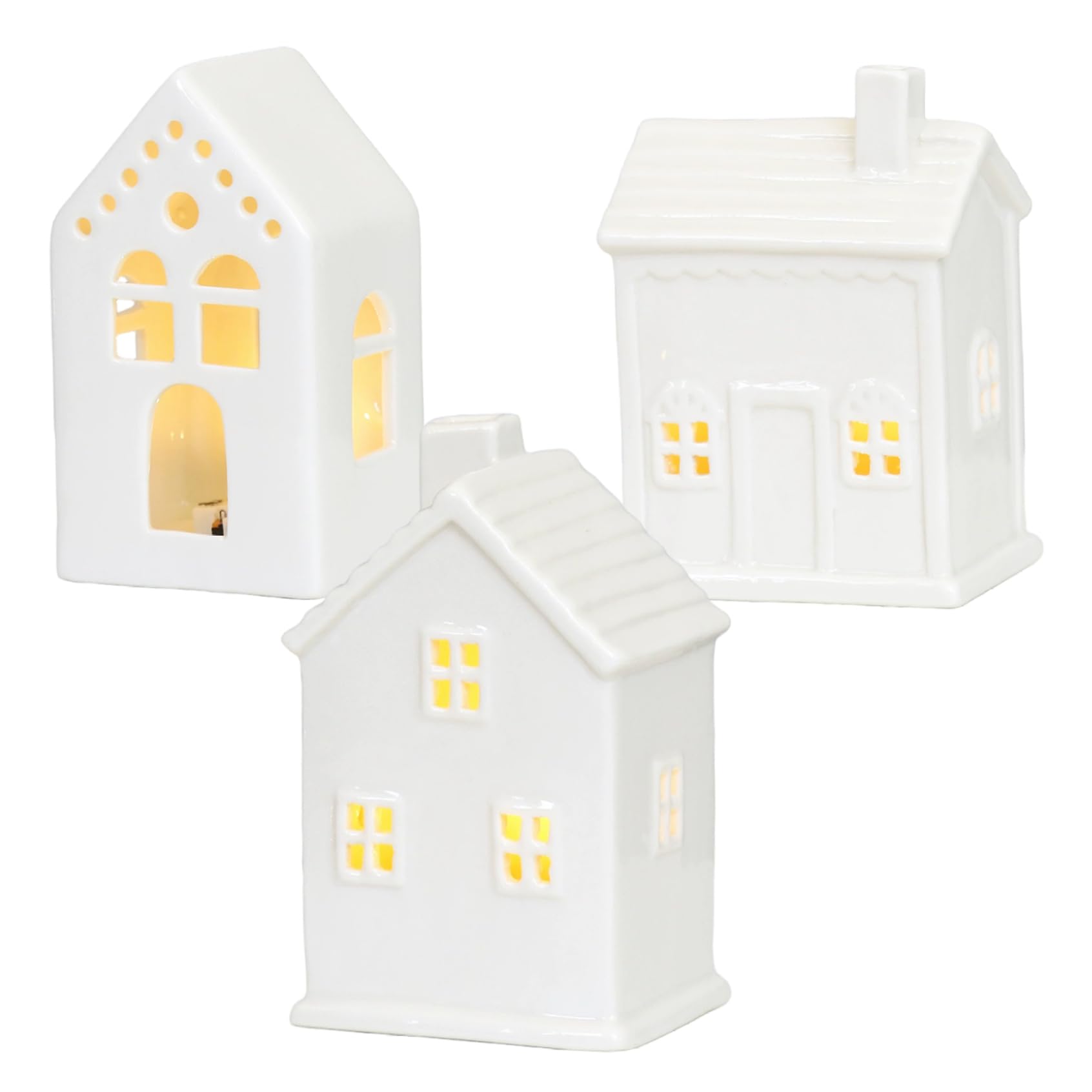 Maisons de village Noël lumineuses en céramique pour un centre de table chaleureux