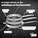 ELO 9349950 Pfannen-Set, 3 Stück, 24, 28 und 32 cm, aus Edelstahl 18-10, Pfanne, ohne PFAS, Antihaftbeschichtung, ohne PFAS, Edelstahl, 18-10, Aluminium, Grau, 24, 28 und 32 cm