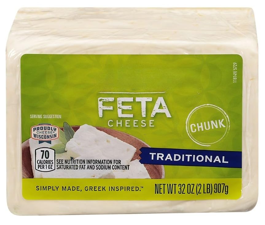 Traditional Feta Chunk has a rich, creamy texture and bold, tangy taste that elevates any dish. Inspired by Greek tradition, it’s made with fresh, simple ingredients for authentic flavor. Crumble it over salads, tuck it into wraps, or serve it on a cheeseboard—this versatile cheese adds a Mediterranean twist to your favorite foods. It’s a delicious way to bring depth and character to everyday meals or special recipes. [ 32 oz , 2 lb ]