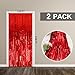 2 Pack Foil Curtain Backdrop Red Metallic Tinsel Foil Fringe Curtains Photo Booth Props for Birthday Wedding Engagement Baby Shower Bachelorette Christmas Holiday Celebration Party Decorations