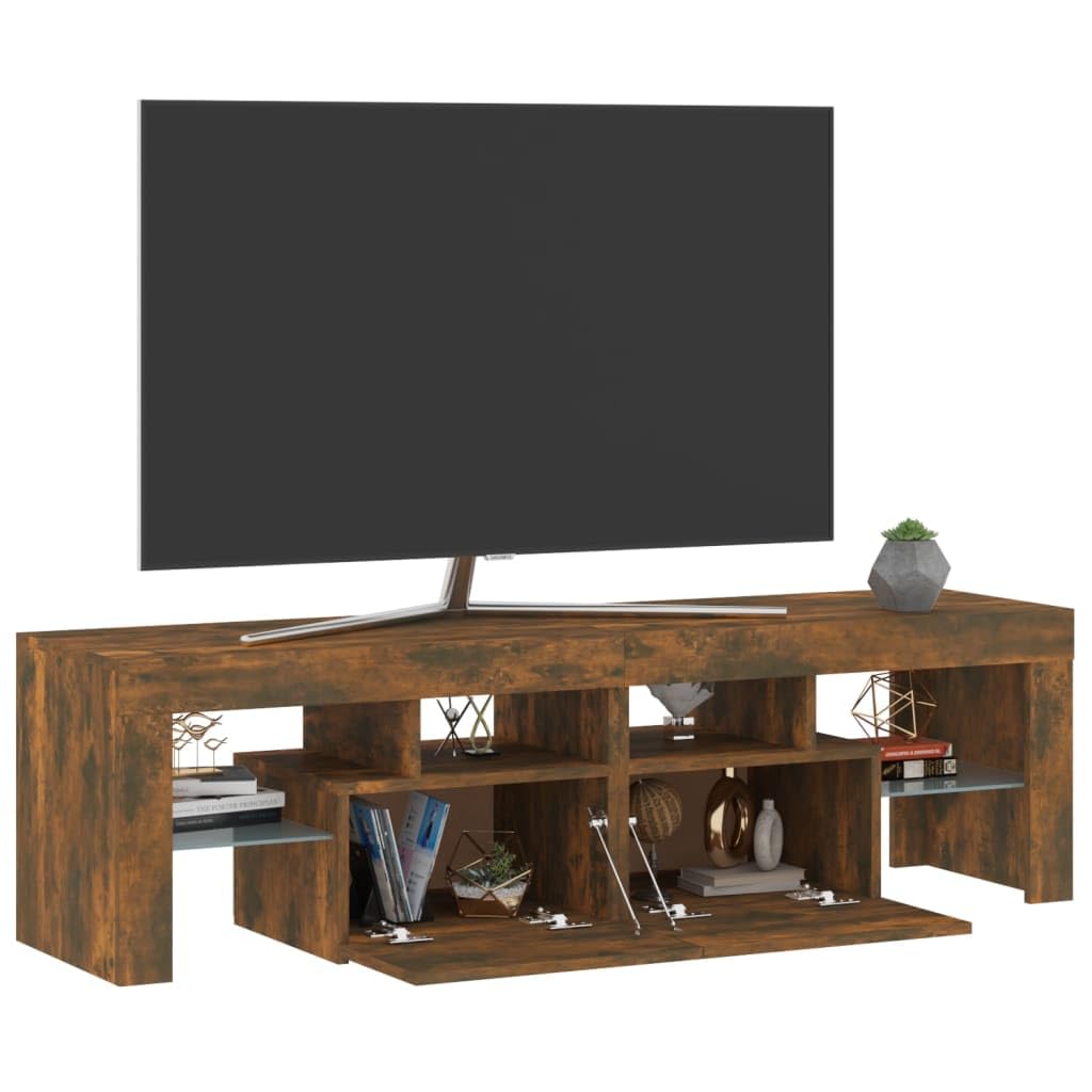 vidaXL Mobile Porta TV con Luci LED Rovere Fumo 60x38,5x48 cm