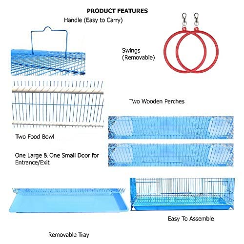 JAINSONS PET PRODUCTS Jainsons 2.5 Feet Bird Cage for Small Birds Blue - Image 7