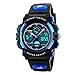 TONSHEN LED Digital Montre Bracelet Outdoor Sport 50M Etanche Analogique Quartz Double Temps Electronique Militaire Tactique Montres Plastique Bordure et Plastique Bande Calendrier Date (Bleu)