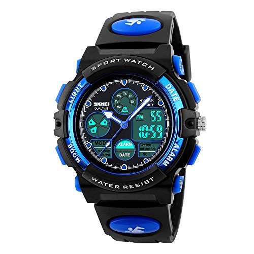 TONSHEN Digital LED Outdoor Sport Watch Analog Quartz Dual Timezone Military Watch Waterproof 50M Water Resistant Alarm Backlight Stopwatch Multifunction Electronic Plastic Wrist Watch for Men Women