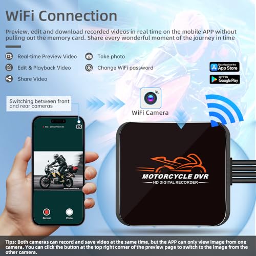 VSYSTO WiFi Motorcycle Dash Cam