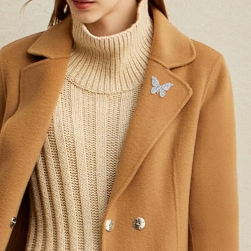 Image of Silver Butterfly Pin Rhinestone Butterfly Brooch Pin for Women ButterflyLapel Pins Silver Brooch Pins Decoration Gift