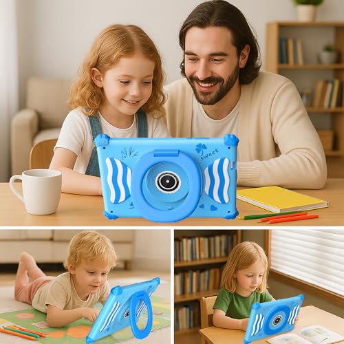 Image of ascrecem Kids Tablets 7 Inch Android 15 Toddler Tablet for Kids with 2.4G+5G WiFi6 Penta Core 6GB RAM 32GB ROM Childrens Tablet Dual Camera 128GB Expandable Parental Control Educational Games (Blue)
