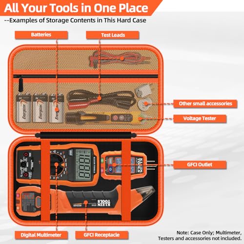 Image of Storage Case Only for Klein Tools Electrical Testers -Hard Protective Carrying Bag Compatible with 80101 Circuit Breaker Finder Kit & ET310 / 69149P Digital Multimeter, XL Size (Does NOT Include Tools)