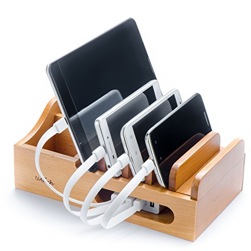 Wood Multi Device Organizer For Using With Multiple Usb Charging Station Like Anker, Ravpower, Poweradd Usb Chargers For Smartphones And Tablets From Uatech (White) #TOP6