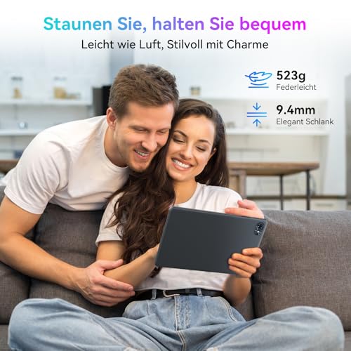 TABWEE 2026 Neueste Android 15 Tablet 10 Zoll - 12GB RAM+128GB ROM, Octa Core, Gaming Tablet, Widevine L1, 1280x800 IPS, 6000mAh Akuu, Gemini AI, 5MP KI Kamera, Face ID, 5G WiFi, 3.5mm Jack 3