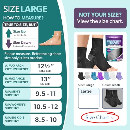 Image of BraceAbility Neuropathy Socks (Pair) - Peripheral Neuritis Compression Diabetic Toeless Foot Sleeves for Nerve Damage Pain in Feet, Ankle Gout, Plantar Fasciitis Relief Brace for Men and Women (L - Black)