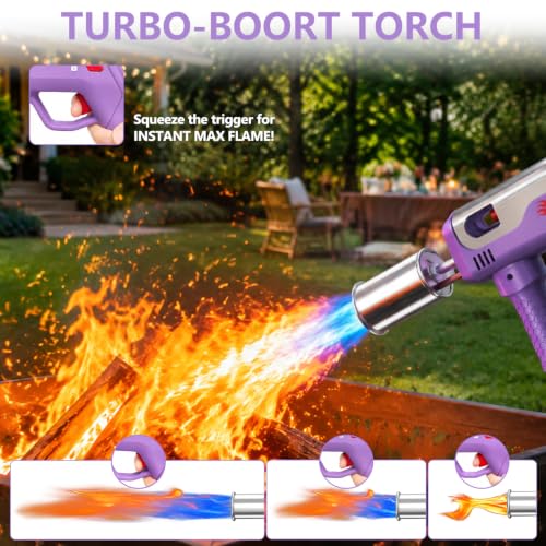 Image of ARTFLAMM Turbo Propane Torch Gun with One-Touch Max Flame Boost, Powerful Blow Torch with Adjustable Flame for Weed Removal, BBQ, Fire Starting, Grilling & Outdoor Use