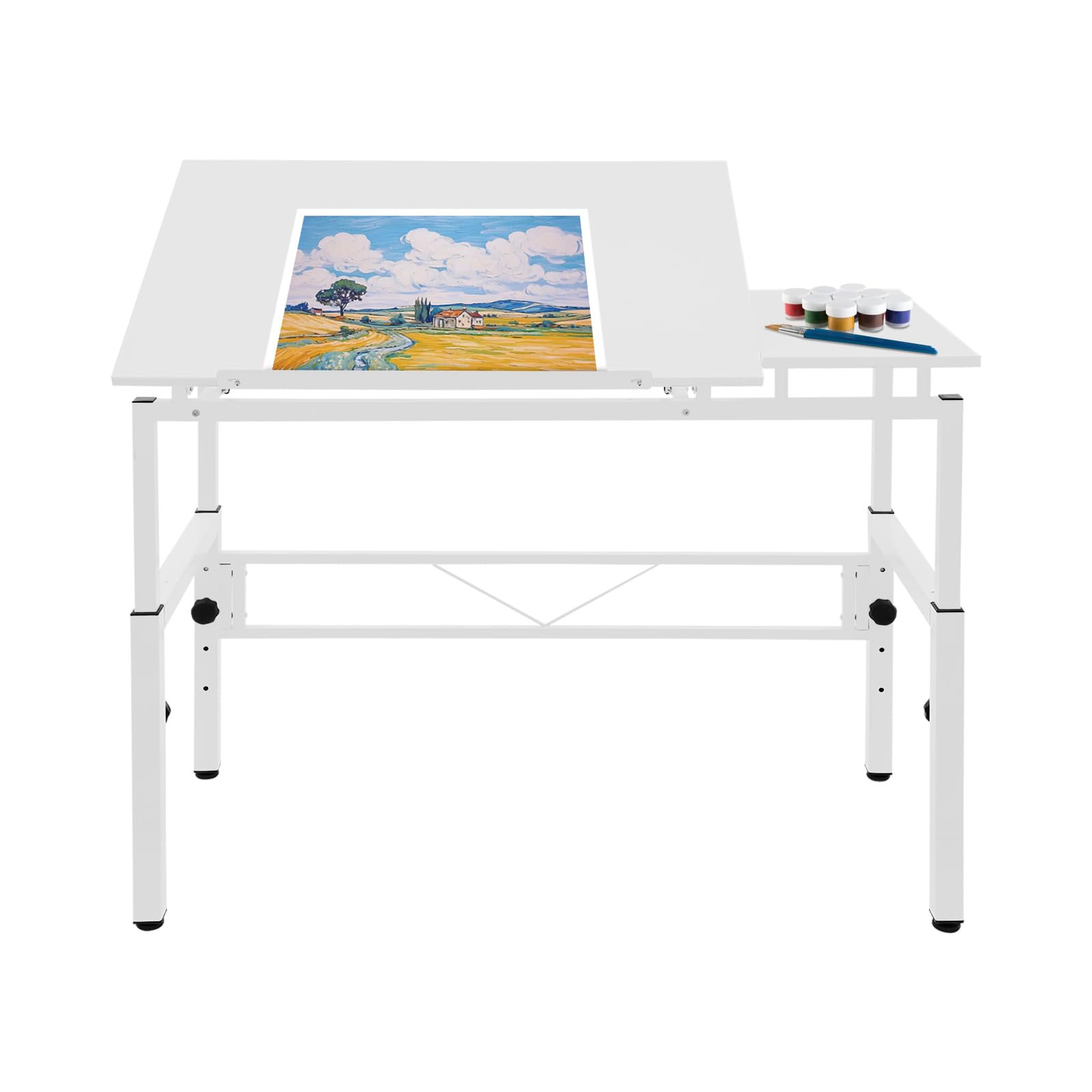 Liffshsy Art Drafting Table, Wood Drawing Table Adjustment Height Spacious Work Surface Tiltable Tabletop Drawing Desk, 49.6lbs Load Art Desk and Craft Work Station for Home Office