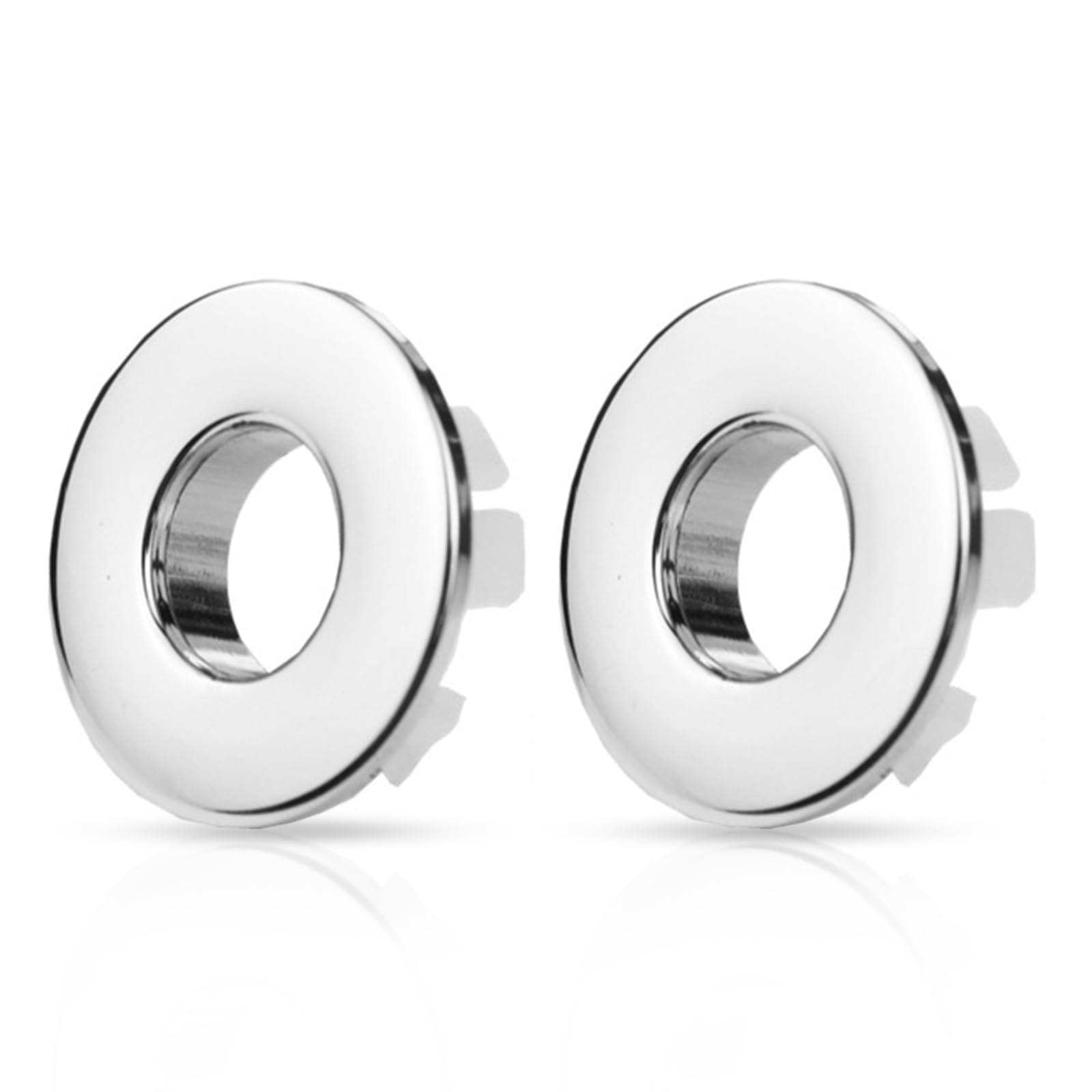 Sink Overflow Ring - ShiningUU 2-Pack Chrome Plated Copper Sink Overflow Cover Replacement | Silver Basin Overflow Hole Cover for Bathroom & Kitchen Sinks
