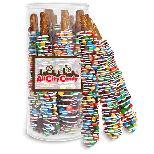 All City Candy Hand-Dipped Milk Chocolate Premium chocolate candy coated Pretzel Rods – Holiday ready Sweet & Salty Treats, Individually Wrapped,10-Piece Gift Tube, Perfect for Seasonal Celebrations, Birthdays or Gift giving occasions