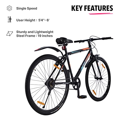 Image of by Cult Sonic 700 C Black Single Speed City Bike, Cycle /Bicycle with Free Cycling Event & Ride Tracking App (19 Inch Frame, Ideal for 15+ Years)