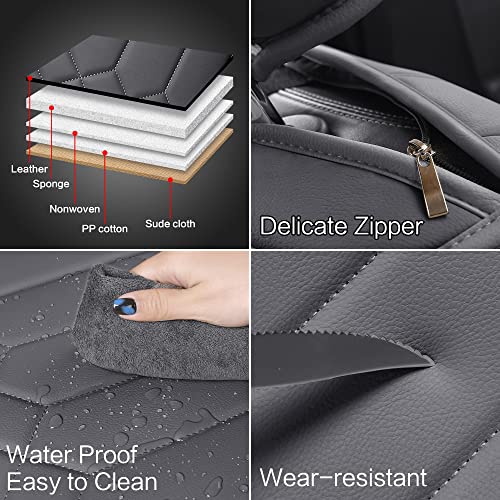 Image of HAIYAOTIMES Leather Car Seat Covers Front Set, Waterproof Leatherette Automotive Vehicle Cushion Cover with Non-Slip Bottom, Universal Fit for Most Cars, sedans, Vans, SUVs, Gray