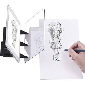 Optical Drawing Board Sketching Lens Sketch Assistant Picture Reflection Projector Painting Board Copy Table Projection Drawing Projector Optical Acrylic Copy Pad for Anime Painting Black & Transparent