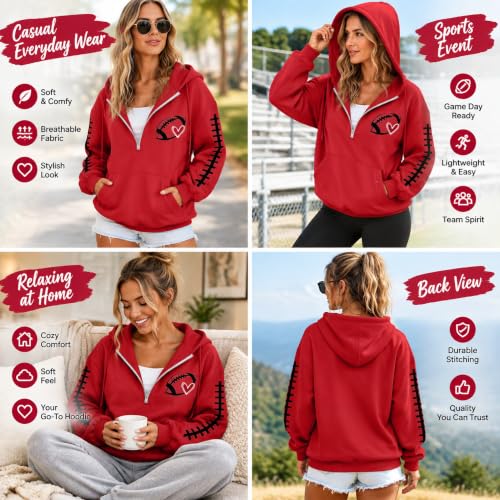 Quarter Zip Pullover Women Football Game Day Oversized Fleece Hoodies - image 5