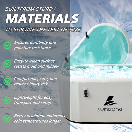 Foto de Lumizone Inflatable Cold Plunge Tub 132 Gallons Capacity Ice Bath Portable Ice Bath Tub Compatible With Water Chillers with Lid Drop Stitch PVC Double Layer Seals Oversized for Athletes (imagen 62)