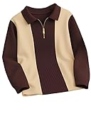 AUSK T-Shirt for Men Zip Neck Texture Self Design Cotton Blend Mens Tshirts Brown