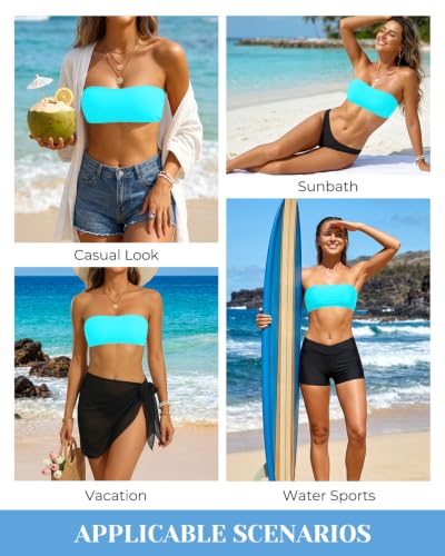 Image of Aqua Eve Women Strapless Bikini Top Only Bandeau Swim Top Tube Top Swimsuit