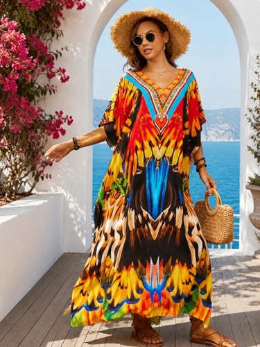 Image of Kaftan Dresses for Women Plus Size Bathing Suit Cover up Caftan Maxi Beach Dresses