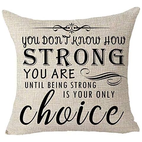 SOPARLLY Words You Don't Know How Strong You are Until Being Strong is Your Only Choice Lace Pillows Cotton Linen Decorative Home Office Throw Pillow Case Couch Cushion Cover Square 18 X 18 Inches Cover