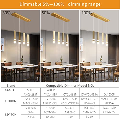 Liangmh 4-Light Dining Room Modern Pendant Light Kitchen Fixture Dimmable Led Gold Mini Pendant Lighting Fo Kitchen Island Study Pendant Lights #TOP2