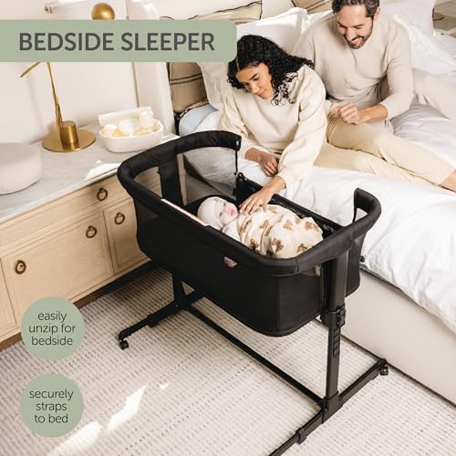 Image of KoolerThings 3 in 1 Baby Bassinet, Bedside Sleeper, & Playpen, Easy Folding Portable Crib (Black)- KoolaBaby (Mesh Bassinet)