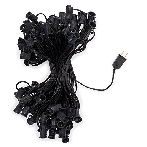 Holiday Lighting Outlet C7 Christmas Light String, Patio and Event Lighting, Black Cord, 12" Socket Spacing SPT-1 (100') Holiday Lighting Outlet C7 Christmas Light String, Patio and Event Lighting, Black Cord, 12" Socket Spacing SPT-1 (100')