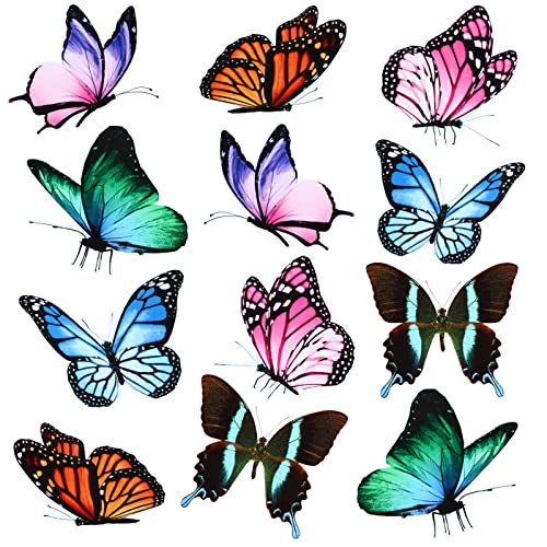 Yinder 12 Pieces Butterfly Magnets Butterfly Car Magnetic Stickers Art Vintage Magnets Decal Removable Fridge Cute Magnetic Stickers for Office Home Whiteboard Car Decor (Classic Style)