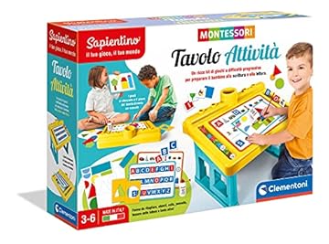 Clementoni- Sapientino Tavolo attività 3 Anni (Versione in Italiano), Banchetto Montessori, Gioco educativo-Made in Italy, Multicolore, 16340